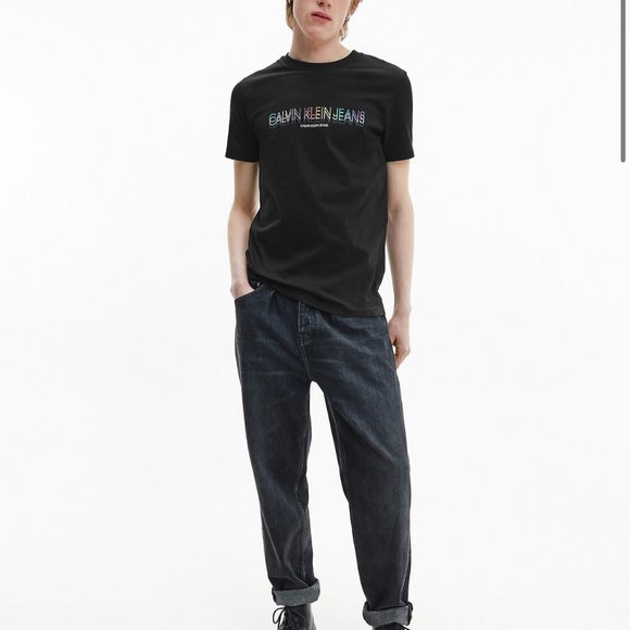 🌿Sale🌿 Calvin Klein 2189 9189 010 Cotton T-Shirt Pride Black Men's Size LGBTQ+ - Picture 2 of 7